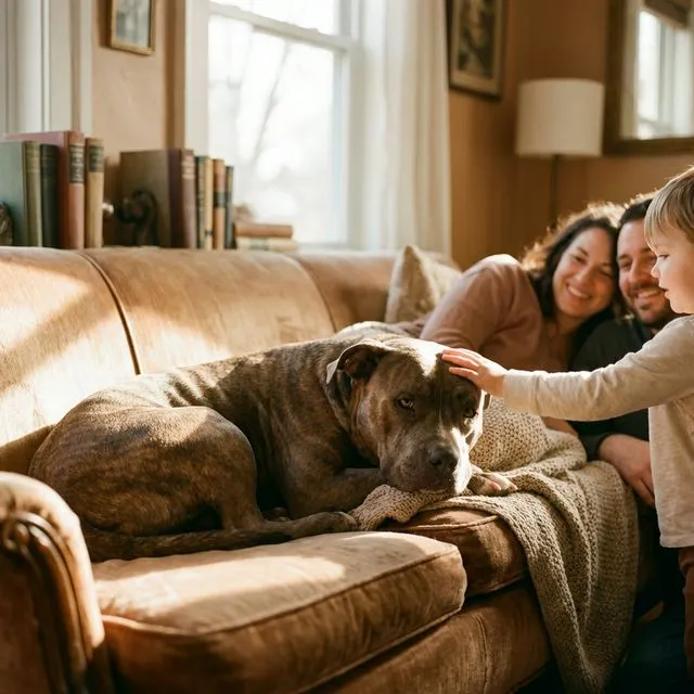 Family with American Bully XL